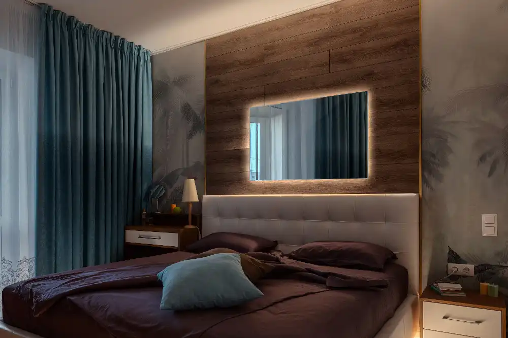 Rechteckiger spiegel mit LED-hintergrundbeleuchtung