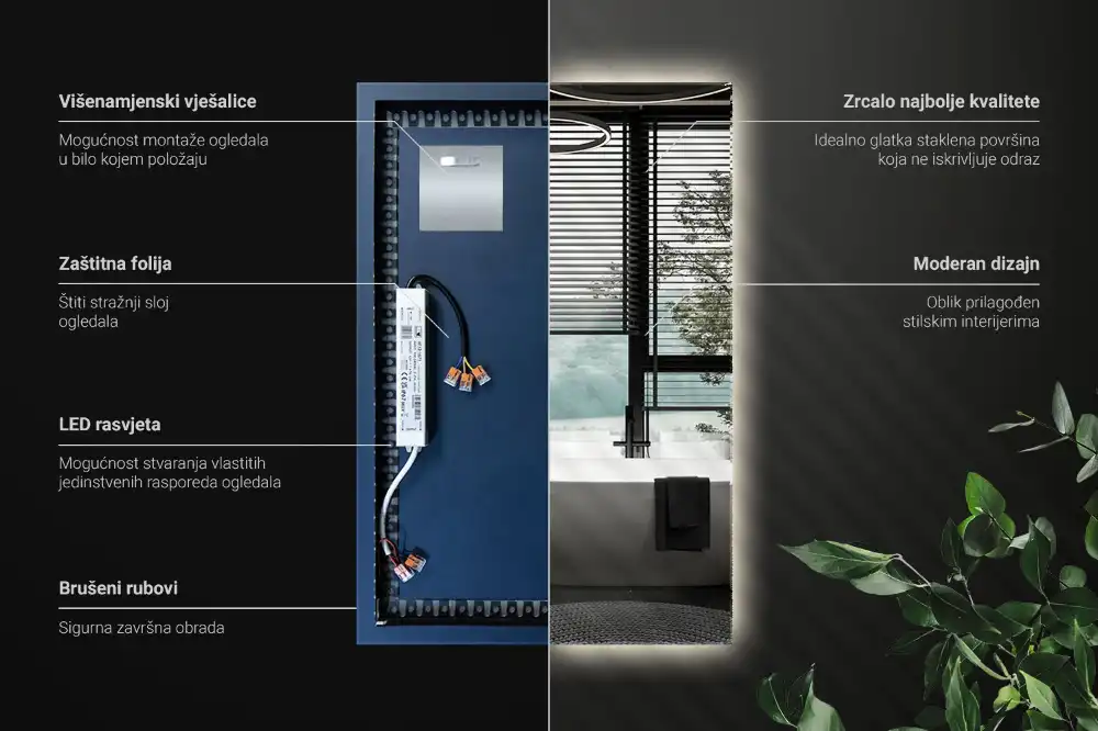 Rechteckiger spiegel mit LED-hintergrundbeleuchtung