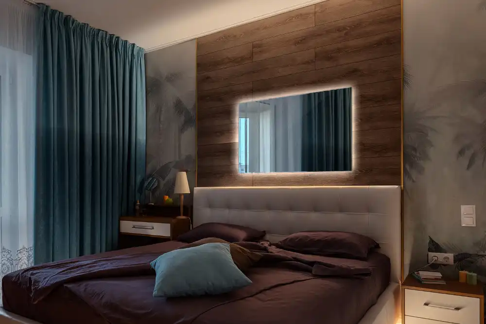 Rechteckiger spiegel mit LED-hintergrundbeleuchtung