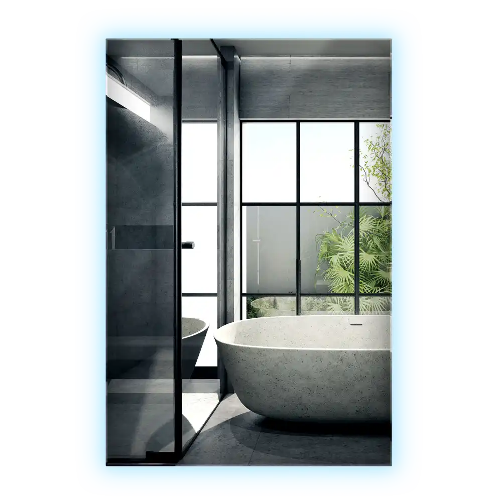 Rechteckiger spiegel mit LED-hintergrundbeleuchtung