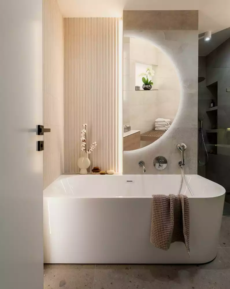 Halbrunder spiegel mit LED-beleuchtung stilvolles accessoire