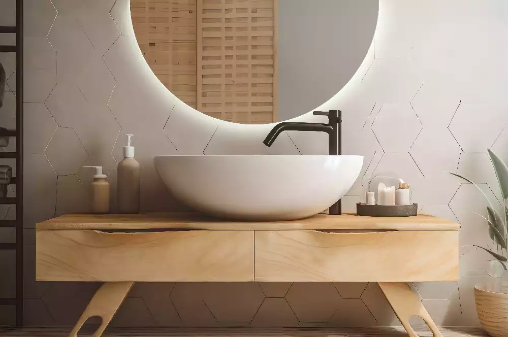 Halbrunder spiegel mit LED-beleuchtung stilvolles accessoire