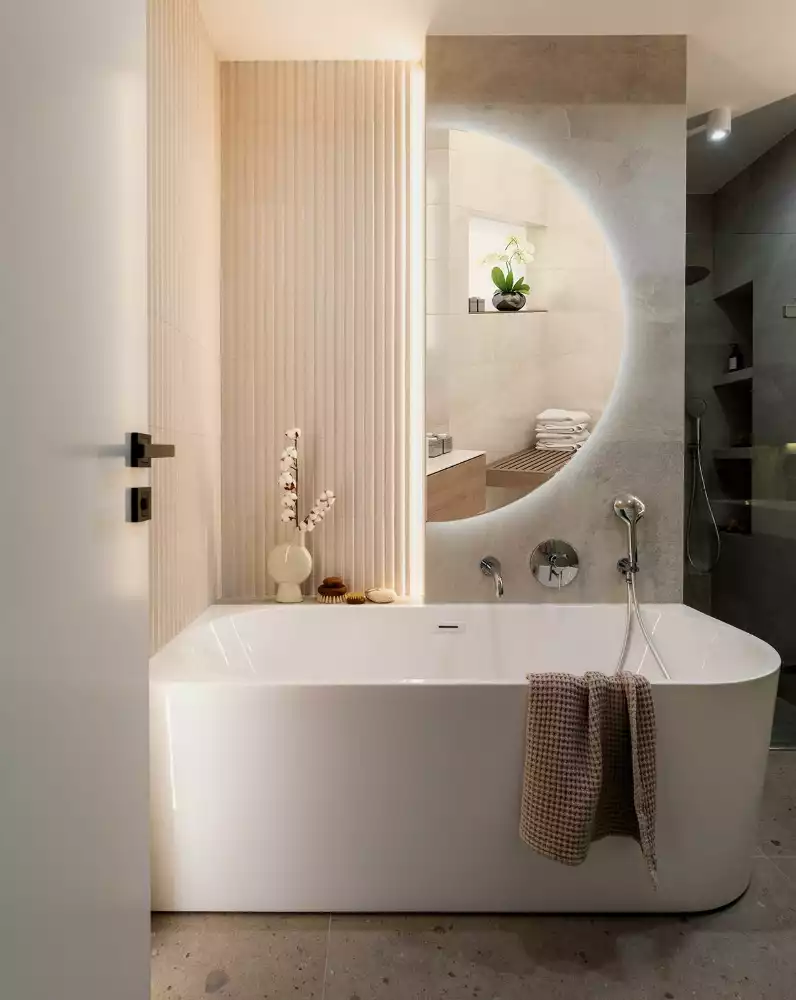 Halbrunder spiegel mit LED-beleuchtung stilvolles accessoire