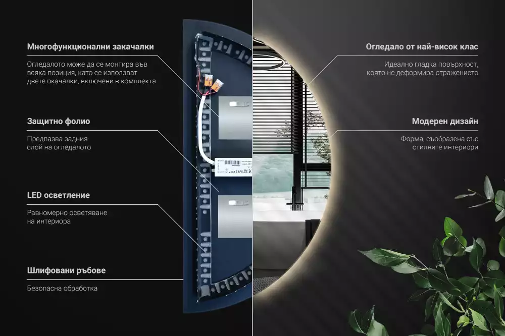 Halbrunder spiegel mit LED-beleuchtung stilvolles accessoire