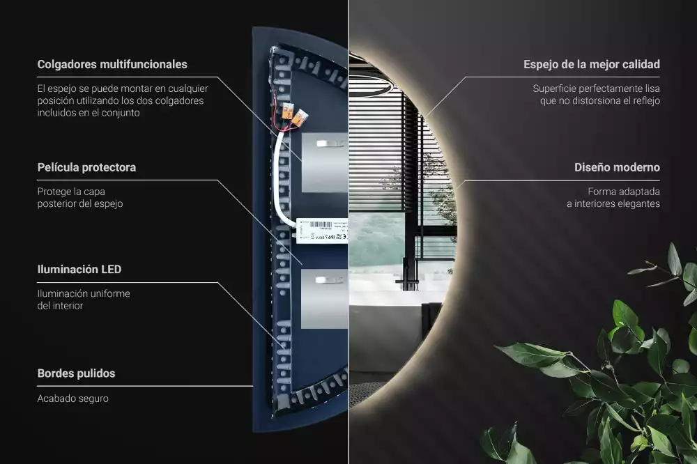 Halbrunder spiegel mit LED-beleuchtung stilvolles accessoire