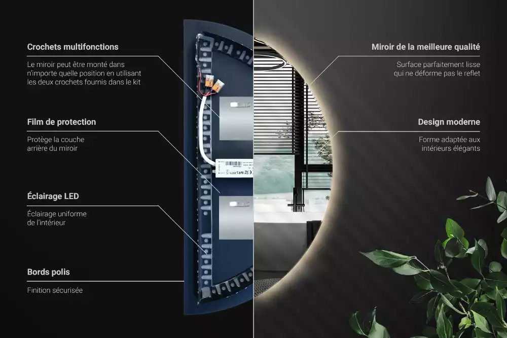 Halbrunder spiegel mit LED-beleuchtung stilvolles accessoire