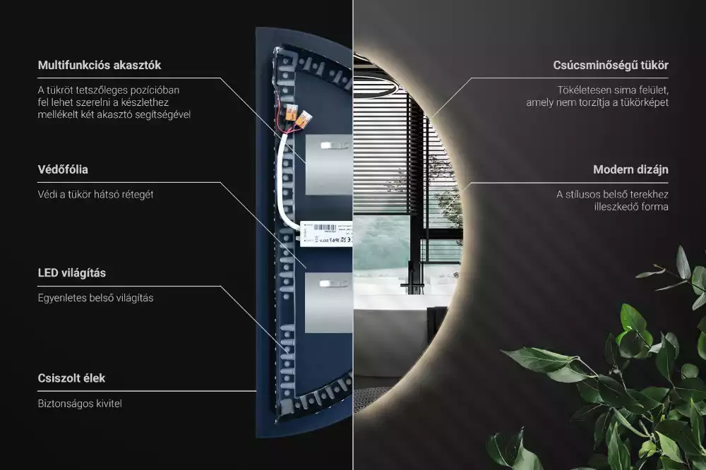 Halbrunder spiegel mit LED-beleuchtung stilvolles accessoire