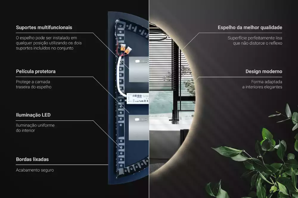 Halbrunder spiegel mit LED-beleuchtung stilvolles accessoire