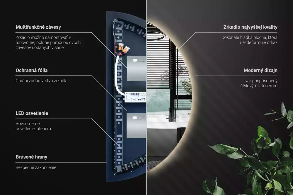 Halbrunder spiegel mit LED-beleuchtung stilvolles accessoire