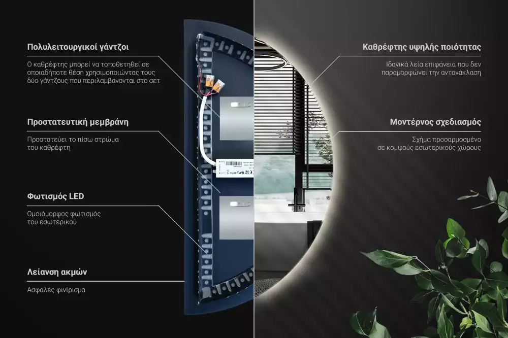 Halbrunder spiegel mit LED-beleuchtung stilvolles accessoire