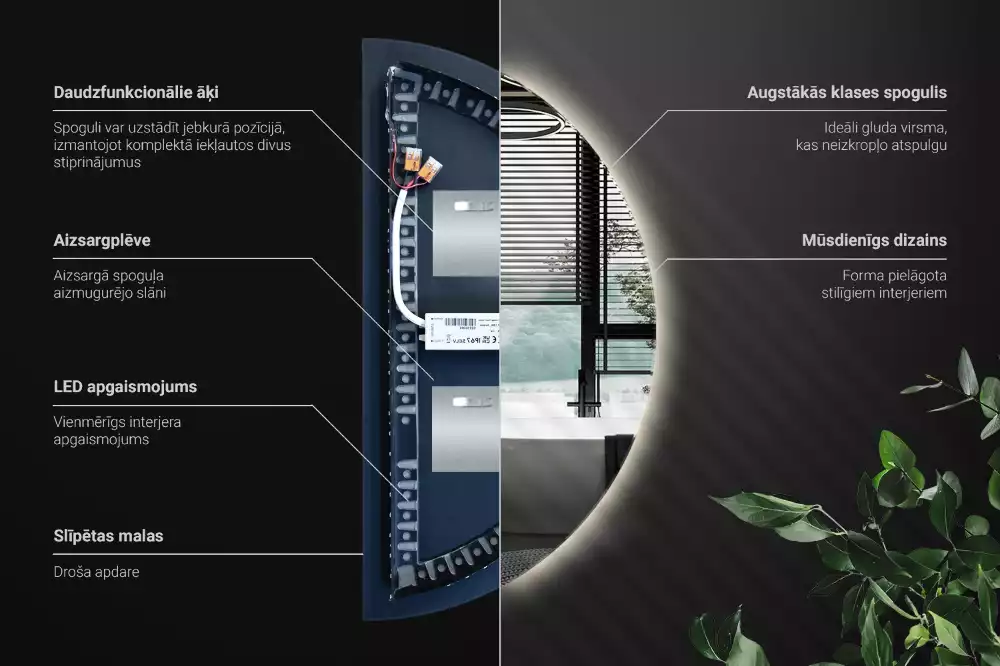 Halbrunder spiegel mit LED-beleuchtung stilvolles accessoire