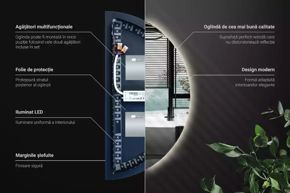 Halbrunder spiegel mit LED-beleuchtung stilvolles accessoire