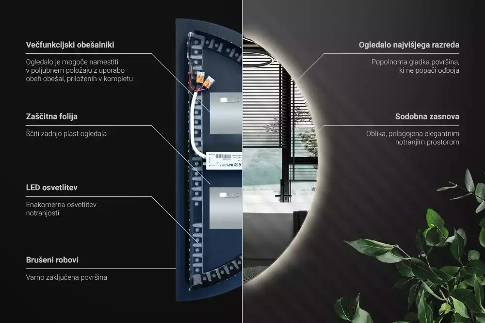 Halbrunder spiegel mit LED-beleuchtung stilvolles accessoire