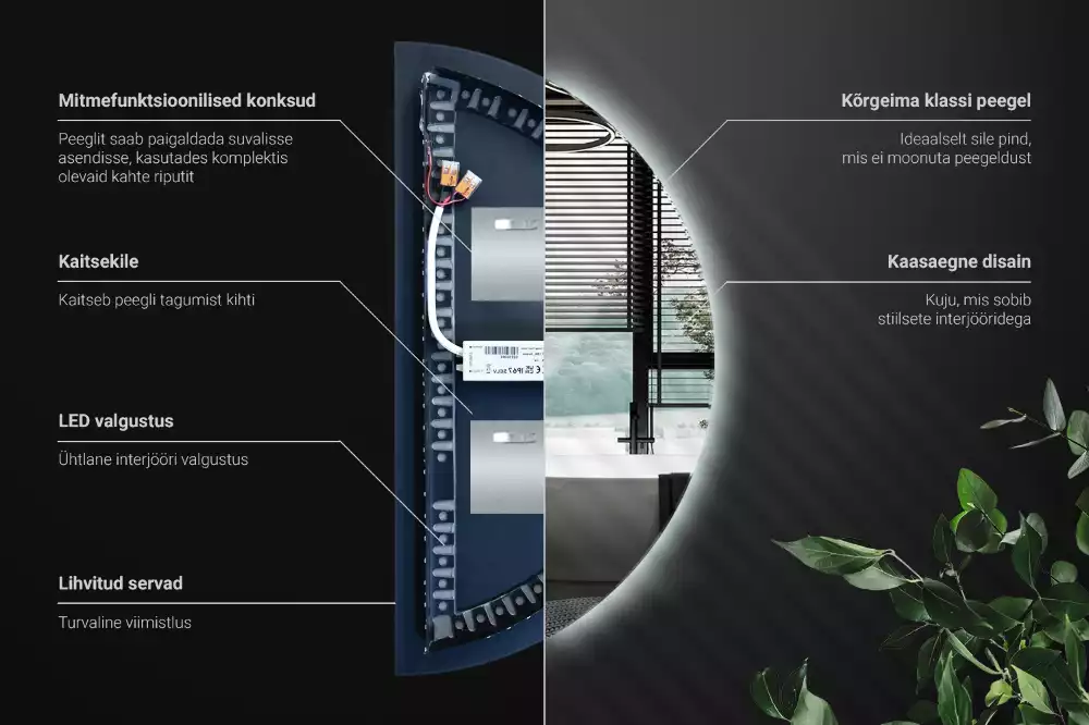 Halbrunder spiegel mit LED-beleuchtung stilvolles accessoire