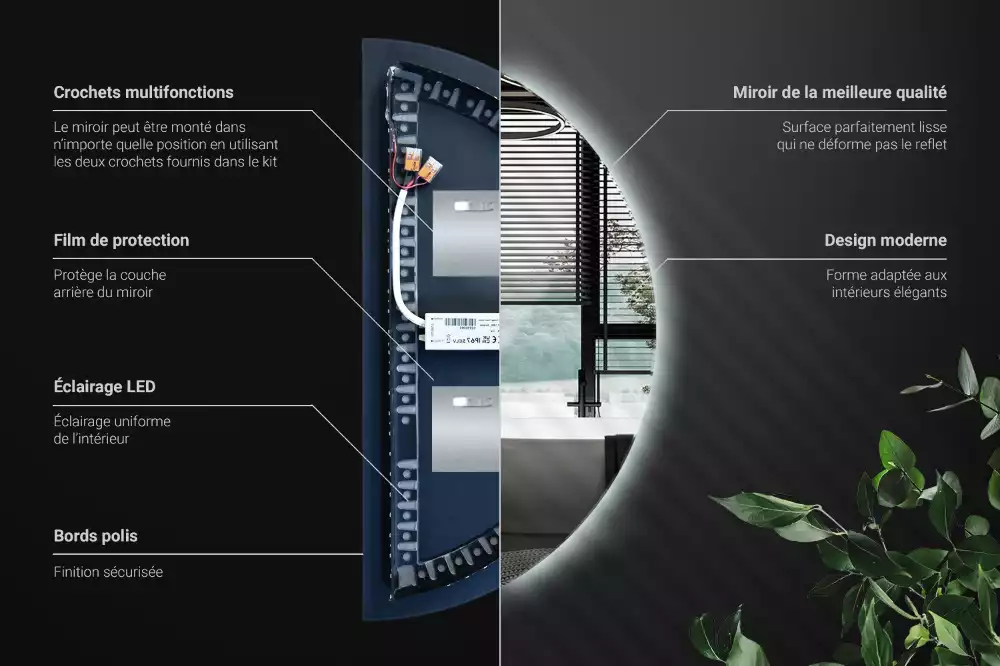 Halbrunder spiegel mit LED-beleuchtung stilvolles accessoire