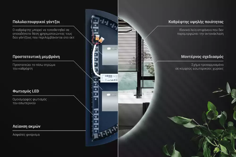 Halbrunder spiegel mit LED-beleuchtung stilvolles accessoire