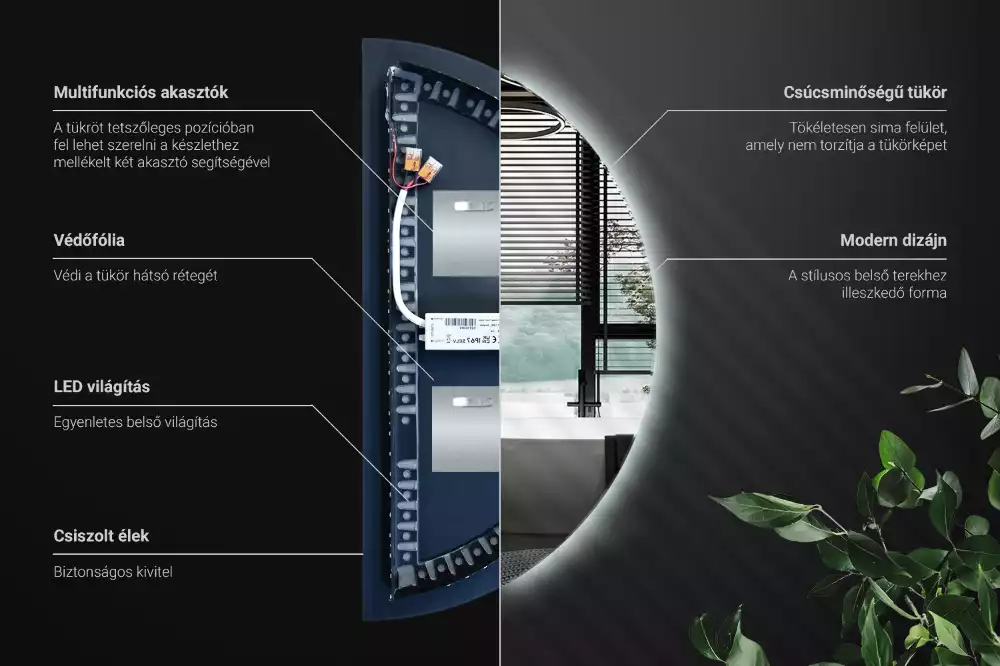 Halbrunder spiegel mit LED-beleuchtung stilvolles accessoire