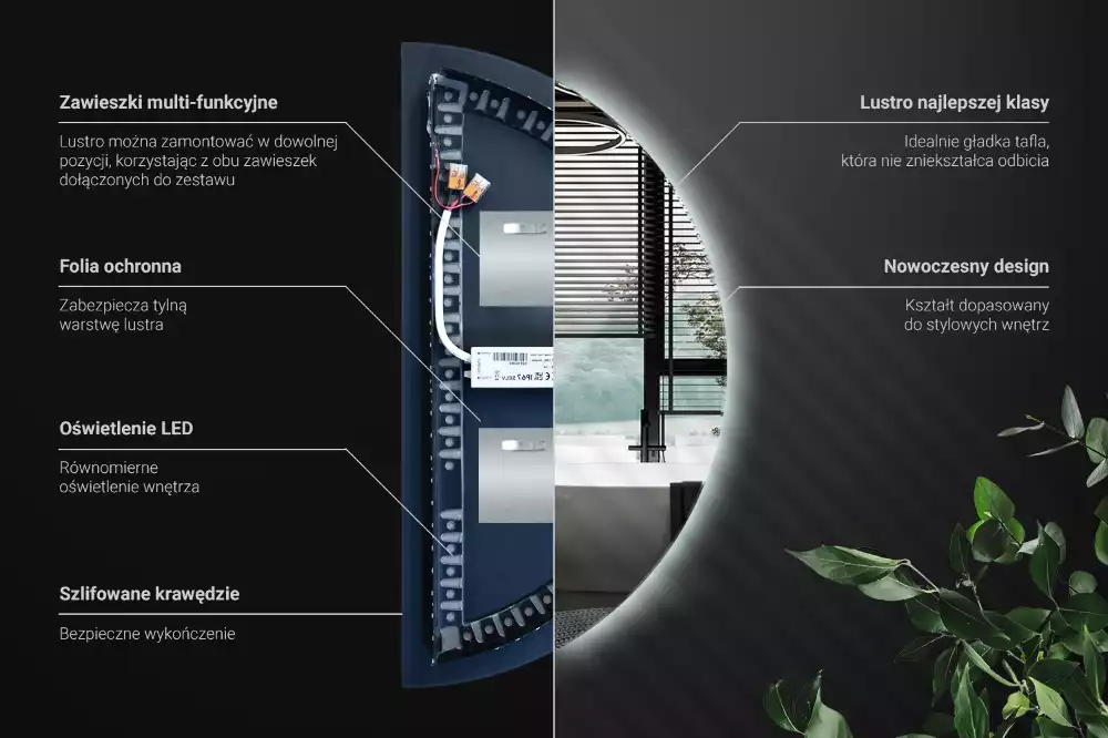 Halbrunder spiegel mit LED-beleuchtung stilvolles accessoire