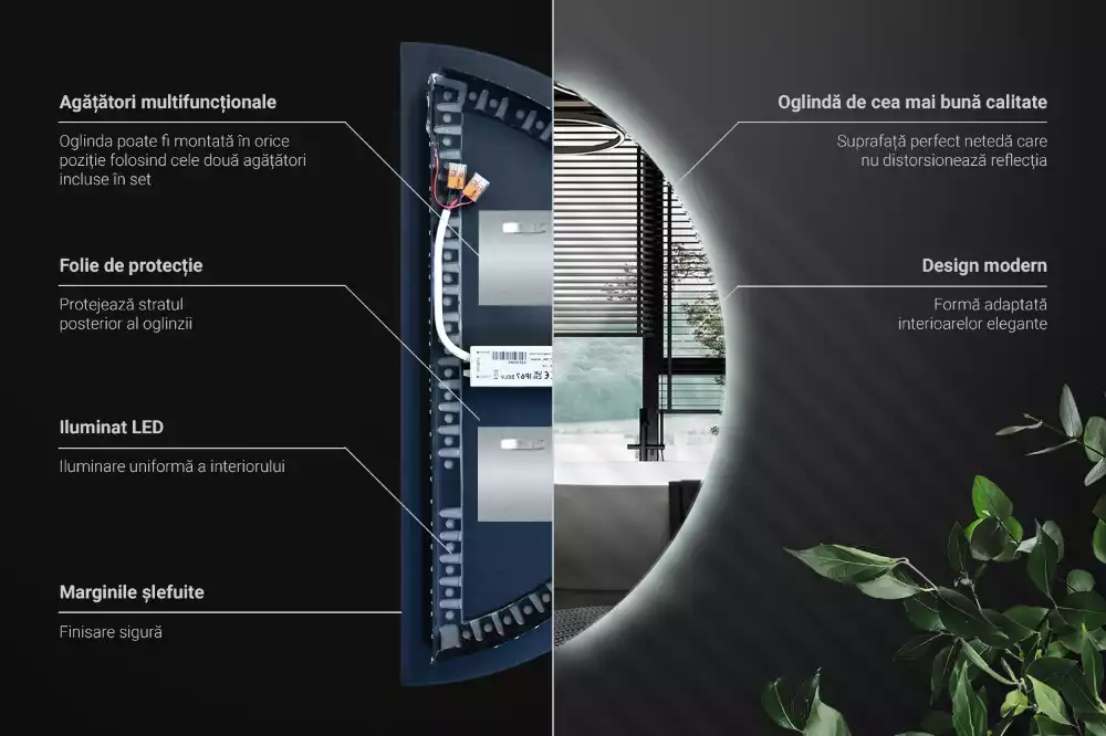 Halbrunder spiegel mit LED-beleuchtung stilvolles accessoire