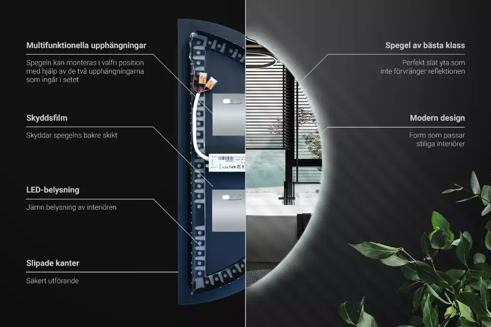 Halbrunder spiegel mit LED-beleuchtung stilvolles accessoire