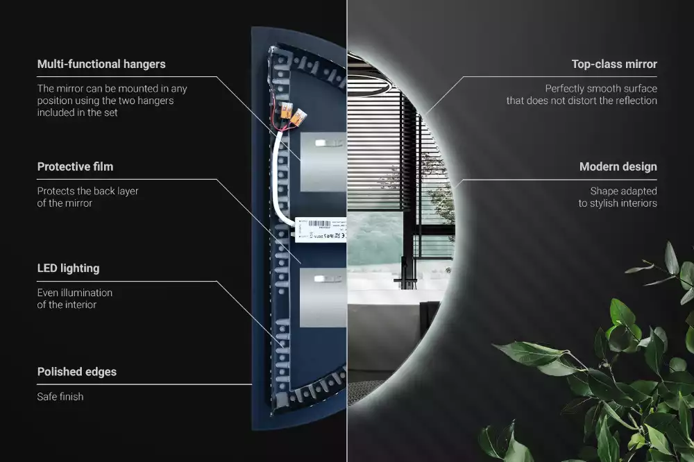 Halbrunder spiegel mit LED-beleuchtung stilvolles accessoire