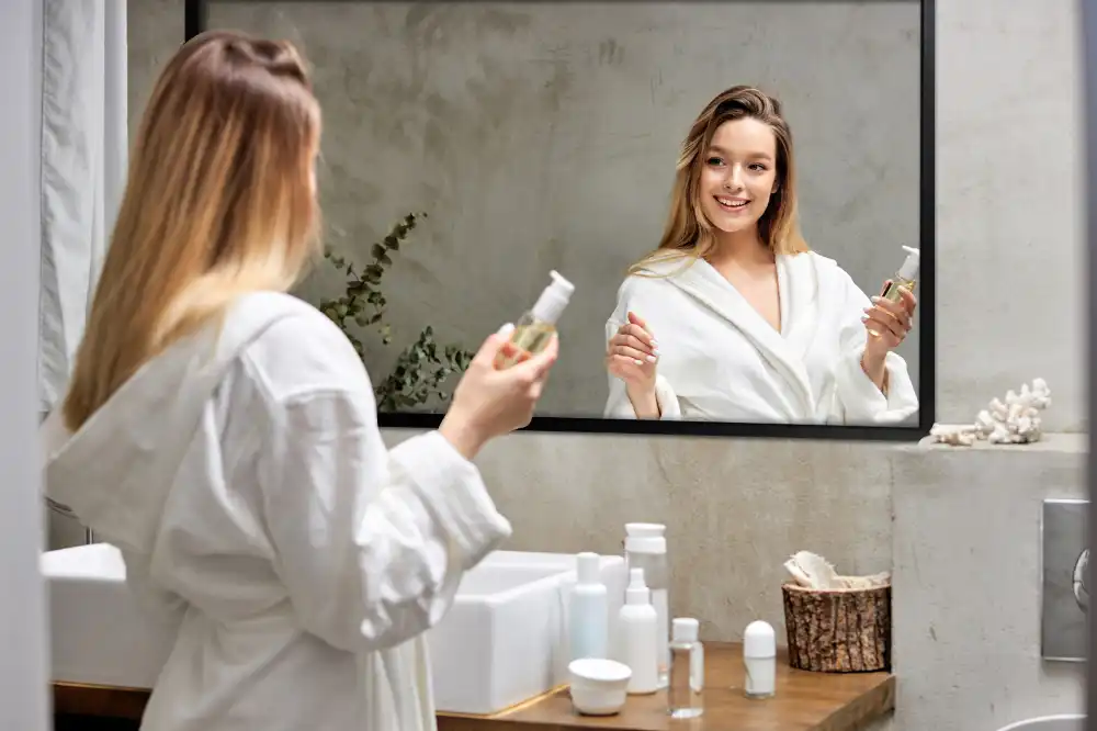 Rechteckiger spiegel wand mit schwarzem rahmen