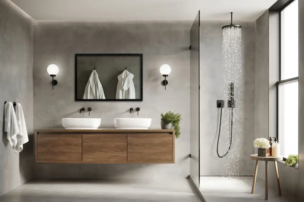 Rechteckiger spiegel wand mit schwarzem rahmen