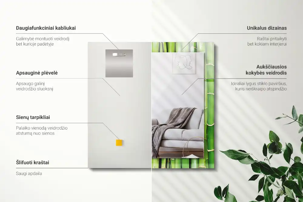 Rechteckiger spiegel Grüne Bambusstängel