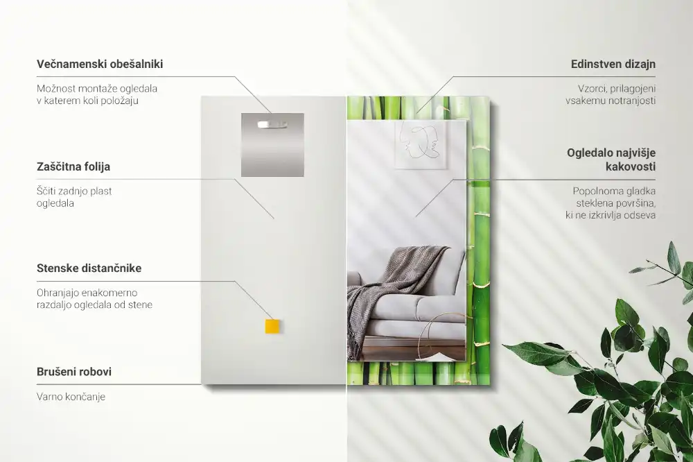 Rechteckiger spiegel Grüne Bambusstängel