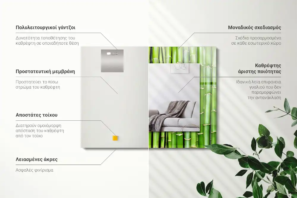 Rechteckiger spiegel Grüne Bambusstängel