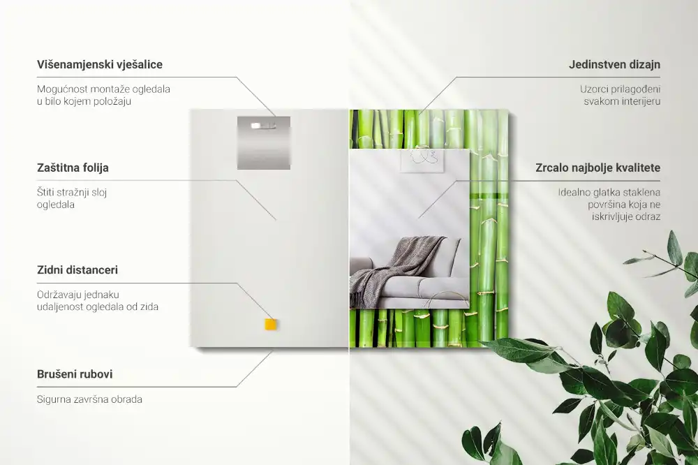 Rechteckiger spiegel Grüne Bambusstängel