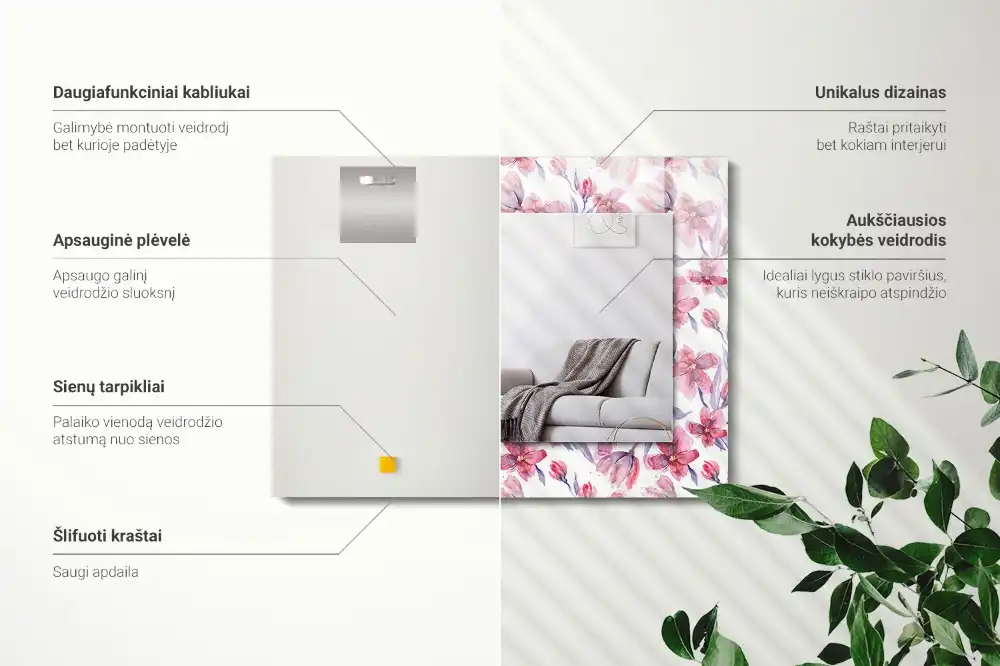 Rechteckiger dekorativer spiegel Aquarellblumenmuster