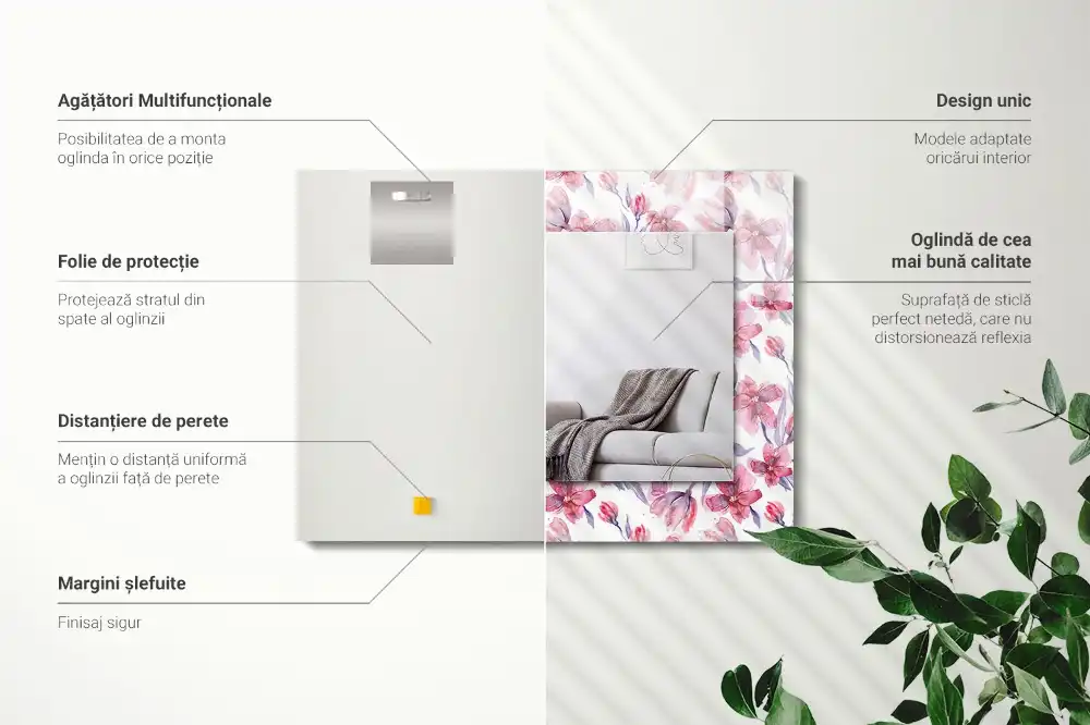 Rechteckiger dekorativer spiegel Aquarellblumenmuster