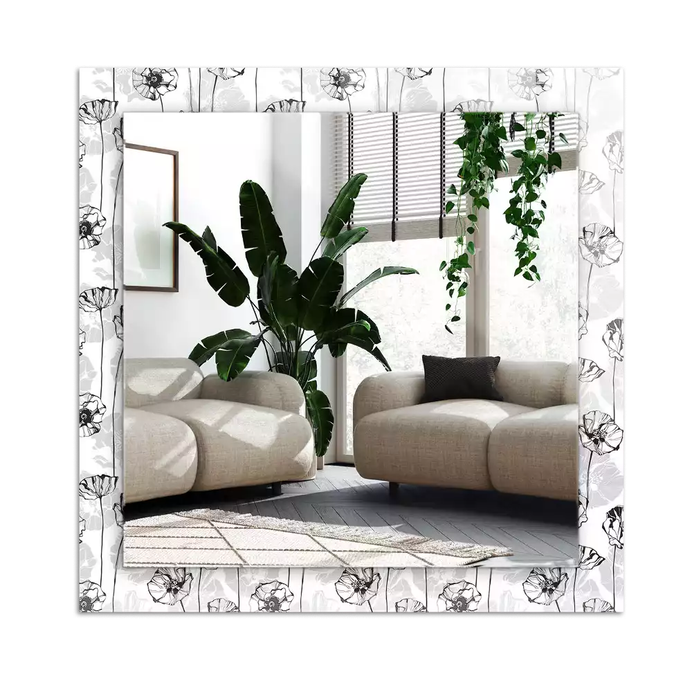 Spiegel mit rechteckigem aufdruck Monochromatisches Blumenmuster