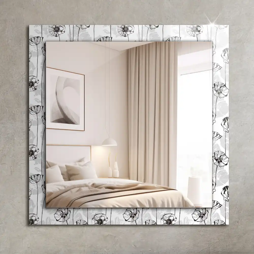 Spiegel mit rechteckigem aufdruck Monochromatisches Blumenmuster