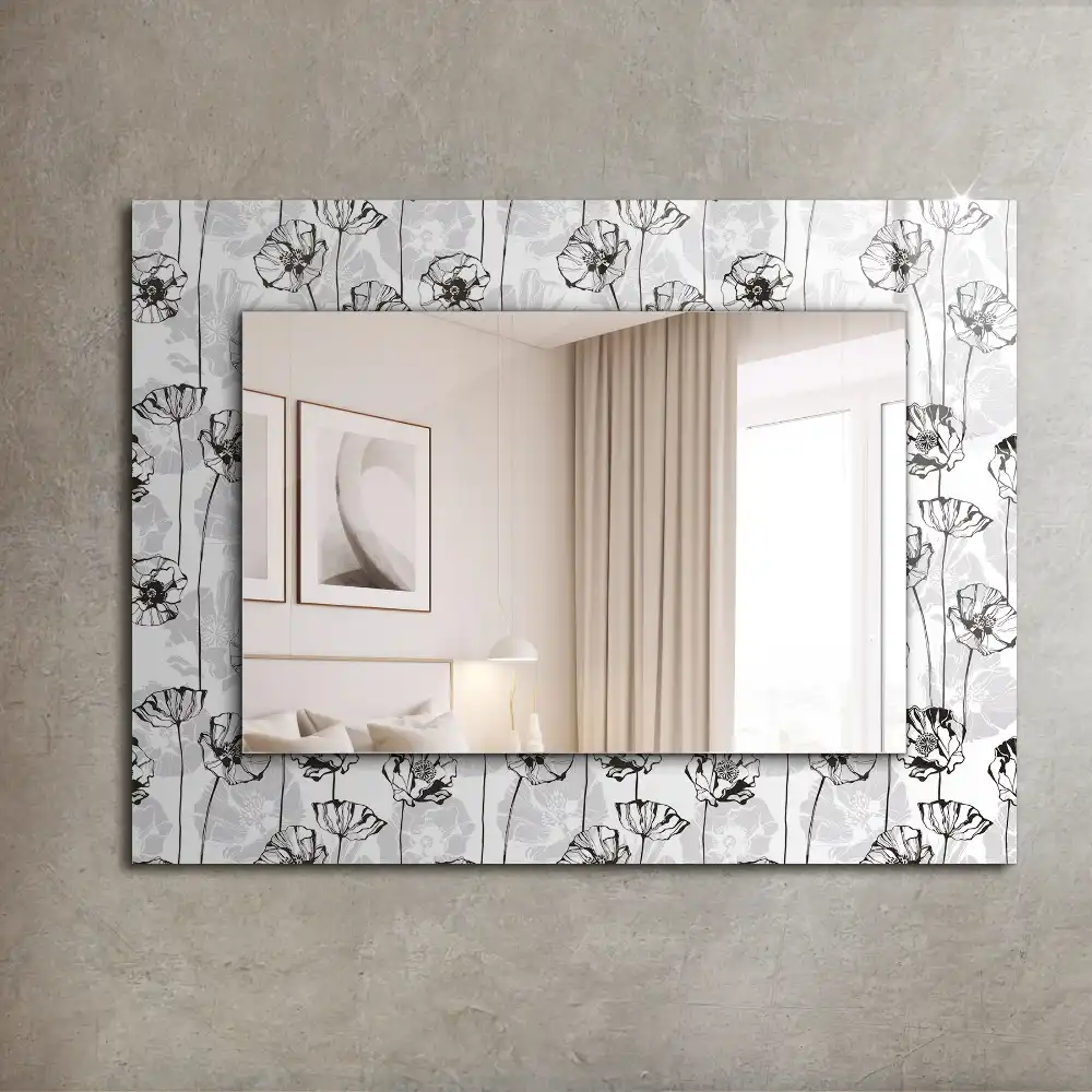 Spiegel mit rechteckigem aufdruck Monochromatisches Blumenmuster