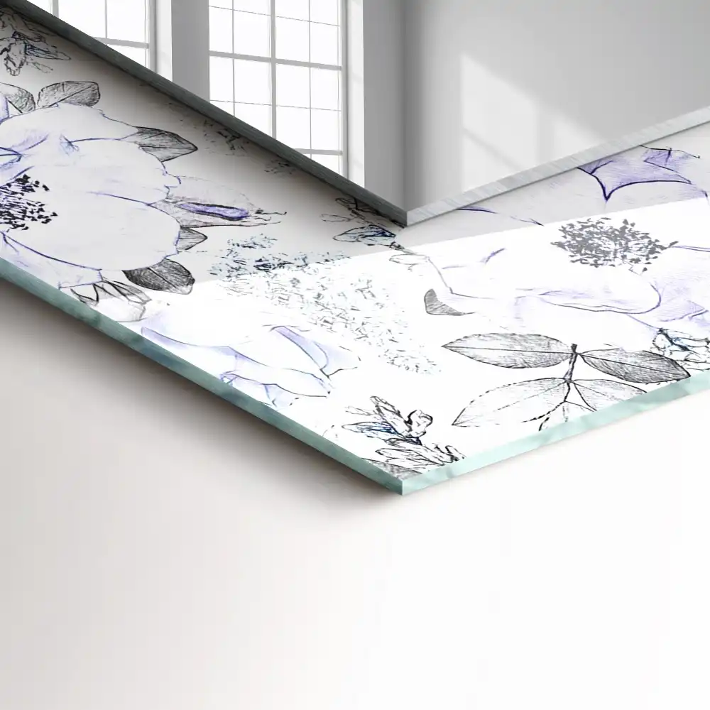 Rechteckiger dekorativer spiegel Blumen und Blätter