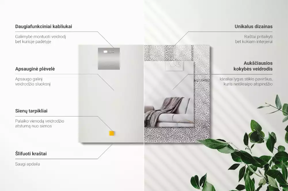 Spiegel mit rechteckigem aufdruck 3D-Muster