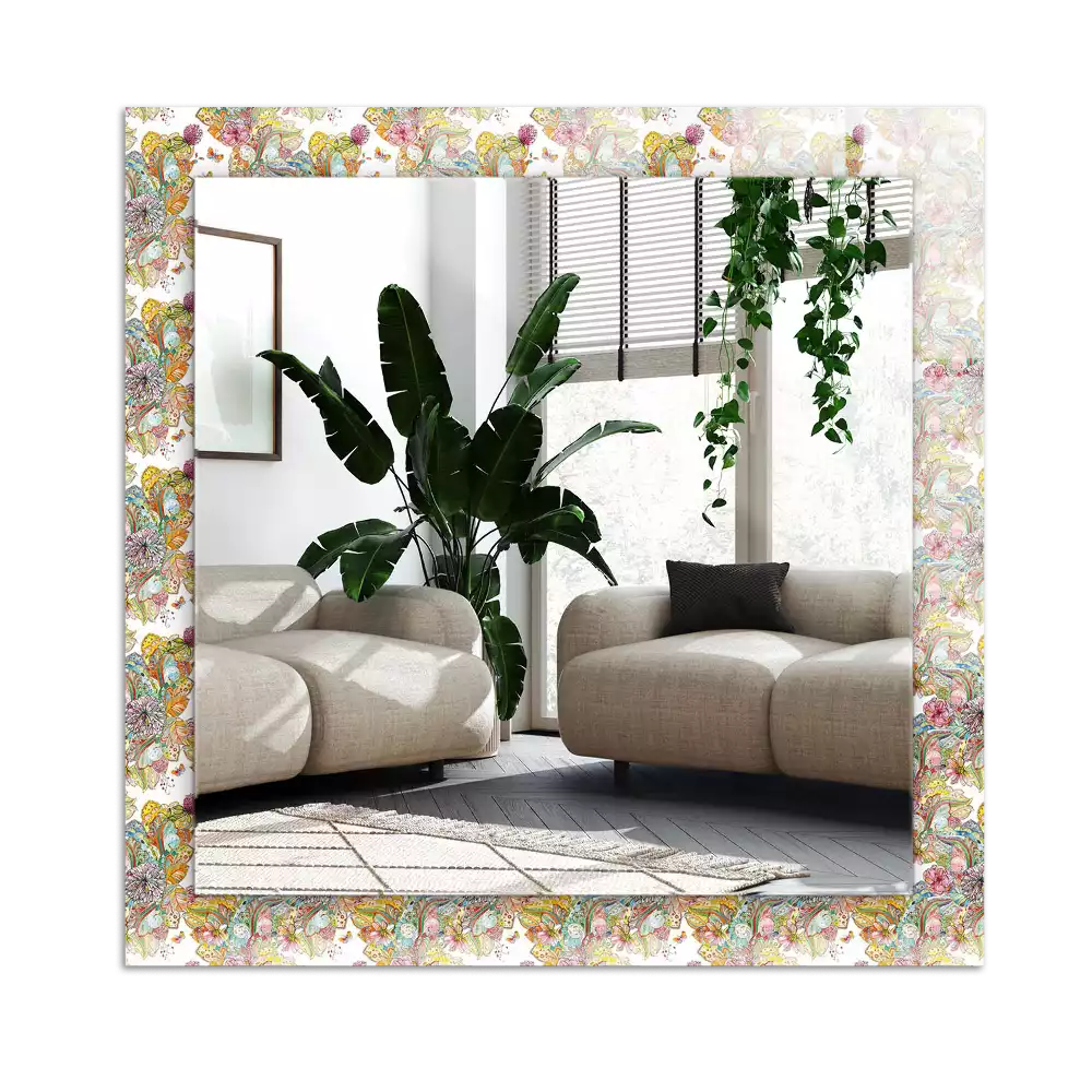 Rechteckiger spiegel Bunte Schmetterlinge und Blumen