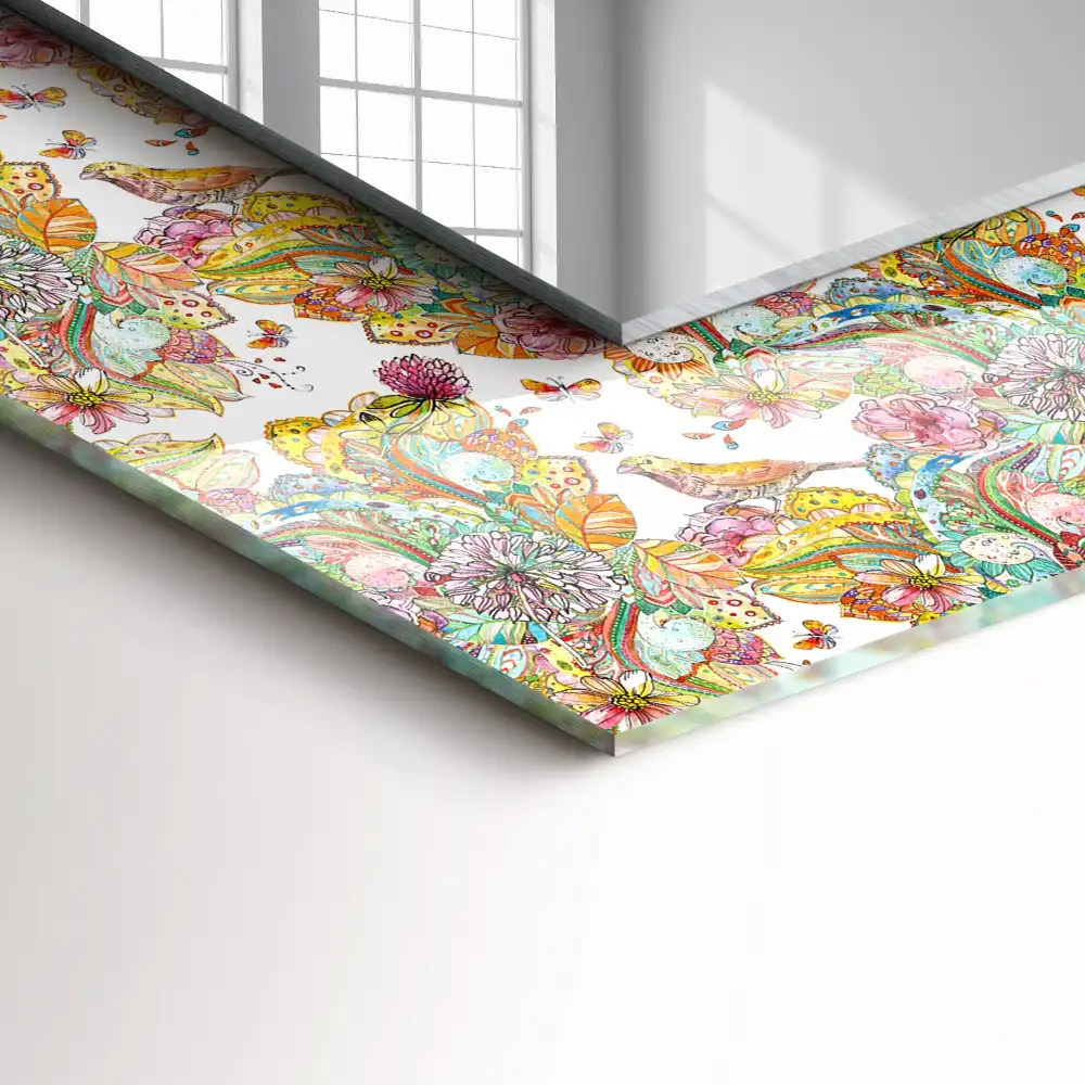 Rechteckiger spiegel Bunte Schmetterlinge und Blumen