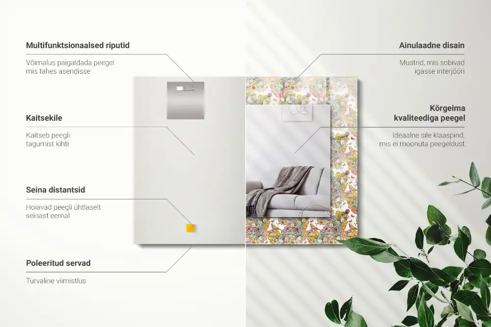 Rechteckiger spiegel Bunte Schmetterlinge und Blumen