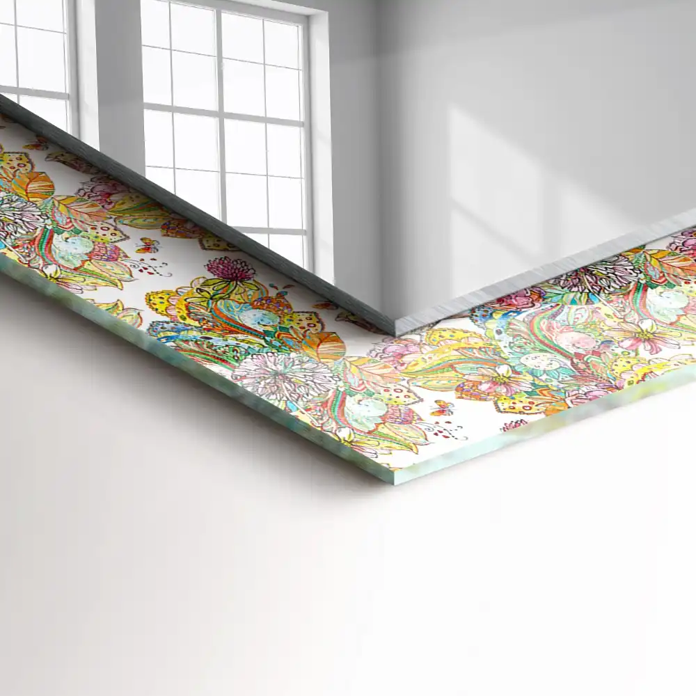 Rechteckiger spiegel Bunte Schmetterlinge und Blumen