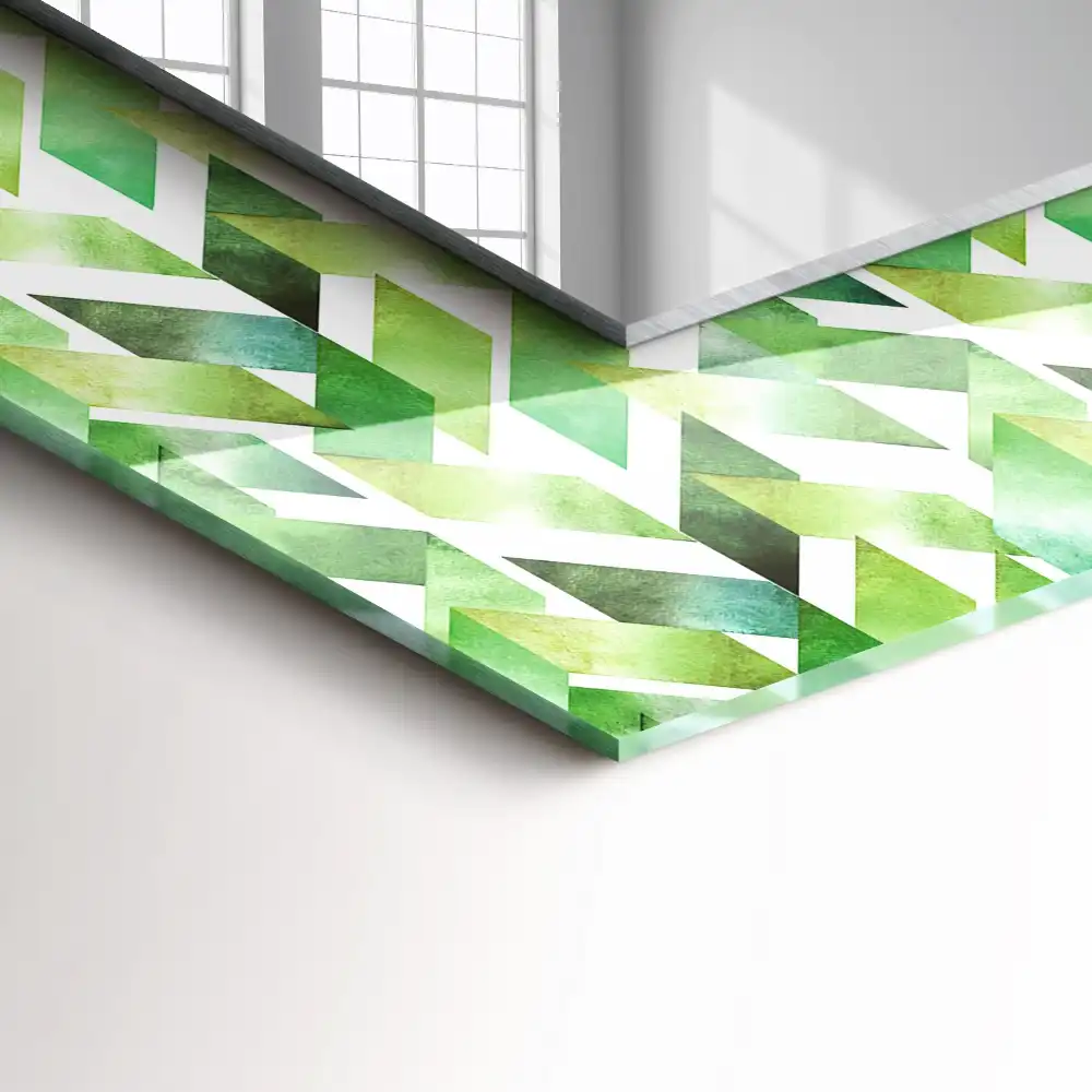 Rechteckiger spiegel Grünes geometrisches Muster