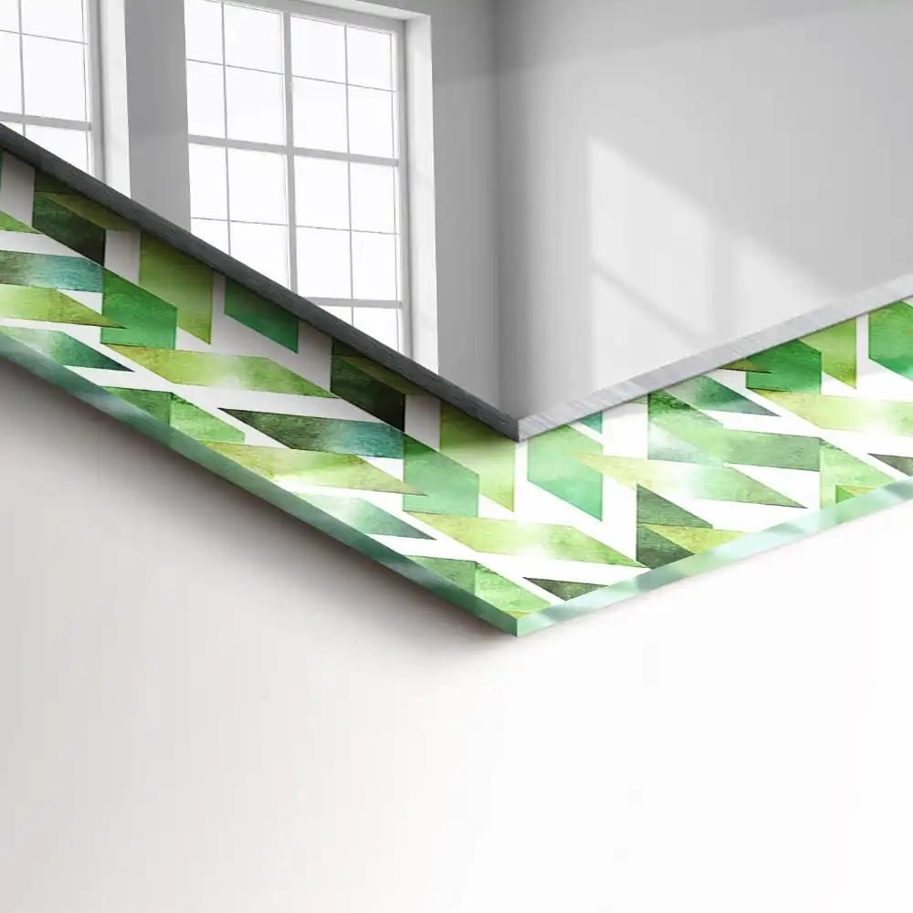 Rechteckiger spiegel Grünes geometrisches Muster