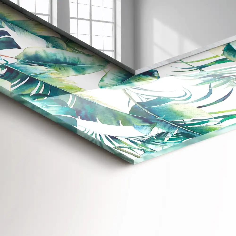 Rechteckiger dekorativer spiegel Grüne tropische Blätter