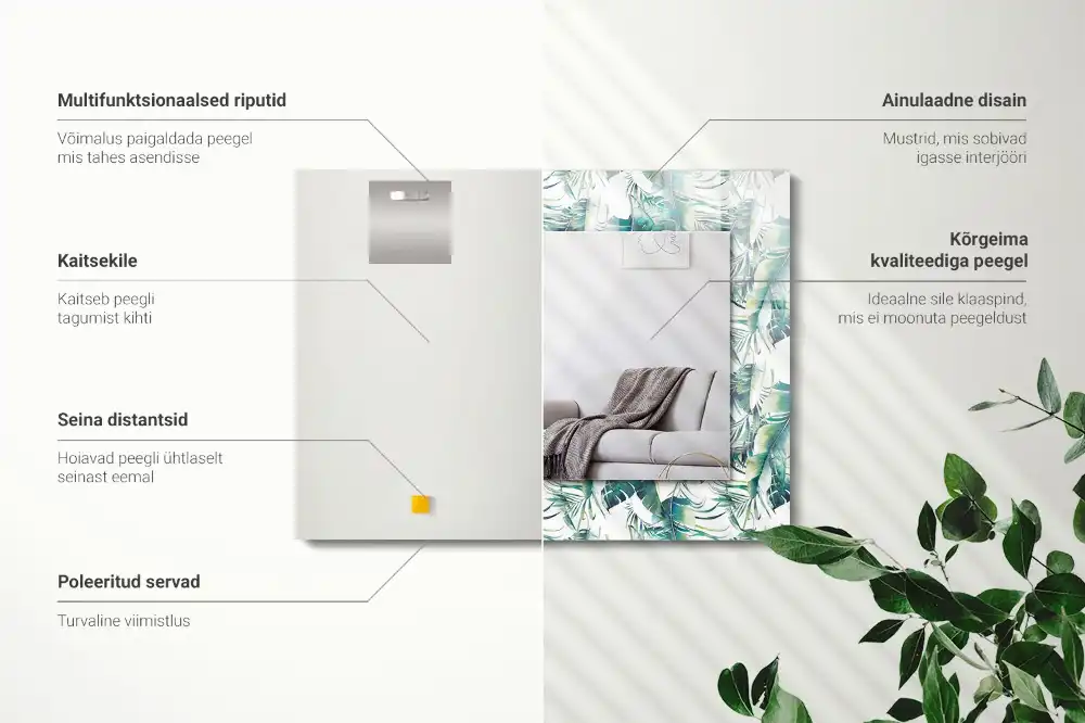 Rechteckiger dekorativer spiegel Grüne tropische Blätter