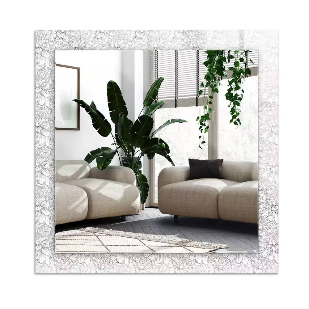 Rechteckiger spiegel Monochromatisches Blumenmuster