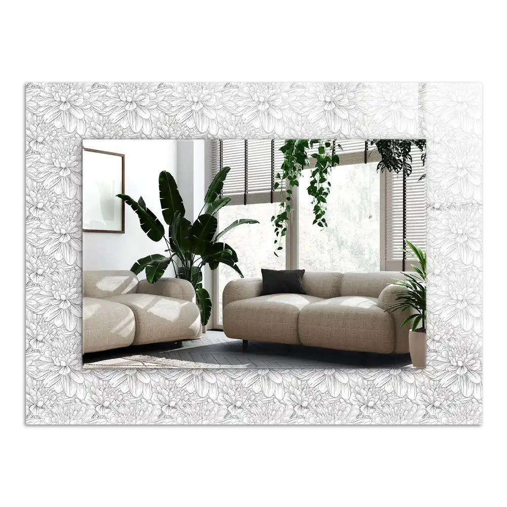 Rechteckiger spiegel Monochromatisches Blumenmuster