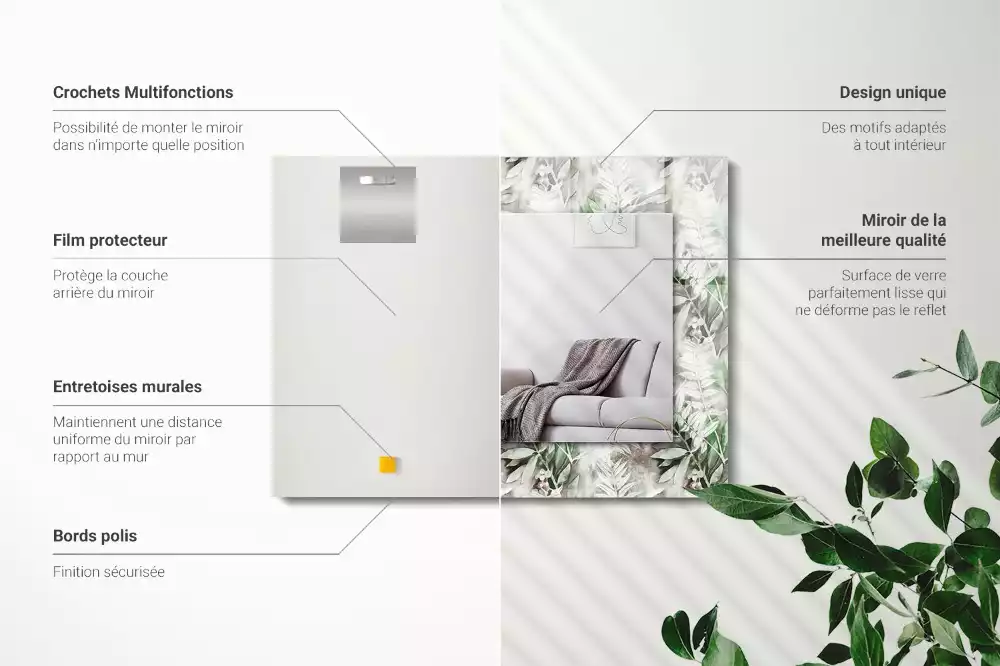 Spiegel mit rechteckigem aufdruck Grünes Blättermuster