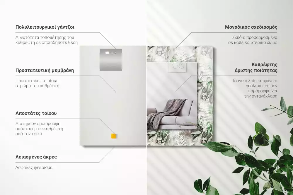 Spiegel mit rechteckigem aufdruck Grünes Blättermuster